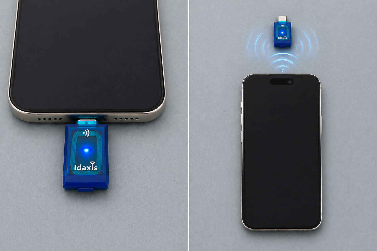Idaxis SecureWave used with iPhone via USB-C and NFC